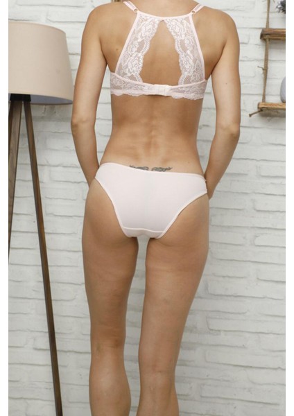 Kadın Pudra Sırt Dantelli Destekli Sütyen Takım Bralet Takım 4406 fiyatları