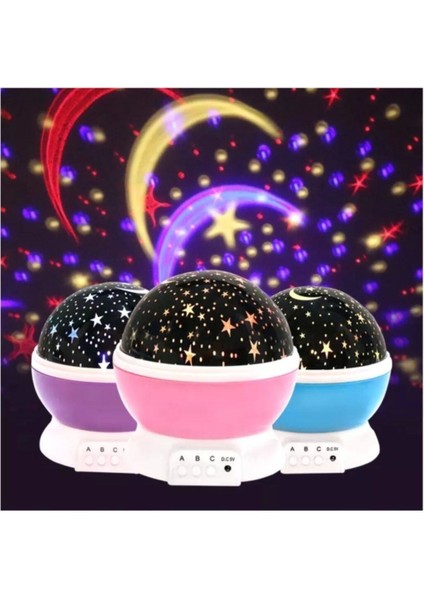 Renkli ve Dönen Star Master Projeksiyon Gece Lambası (Pembe)
