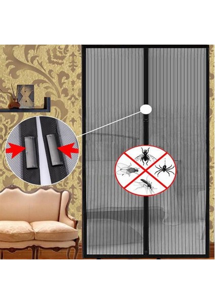 210 x 100 cm Anti Sivrisinek Manyetik Otomatik Perde - Siyah (Yurt Dışından)