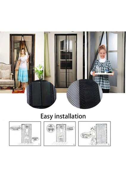 210 x 100 cm Anti Sivrisinek Manyetik Otomatik Perde - Siyah (Yurt Dışından) fiyatları