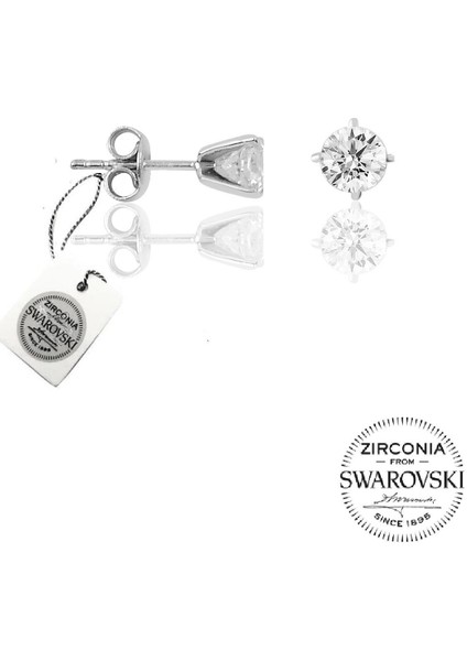 Gümüş Swarovski Tek Taş Küpe