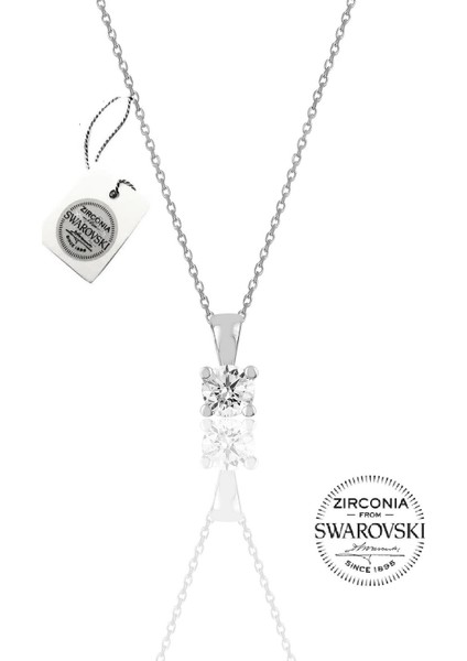 Gümüş Swarovski Tek Taş Kolye