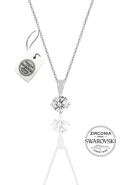 Gümüş Swarovski Tek Taş Kolye