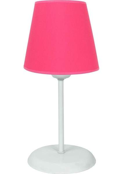 Metal Ayak Modern Konik Kumaş Abajur-Koyu Pembe