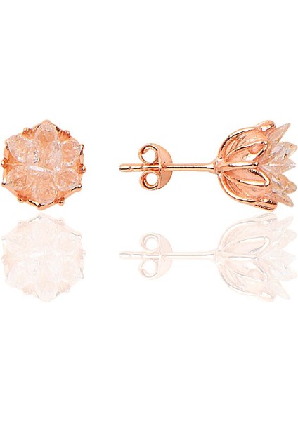 Gümüş Lotus Çiçeği Modeli Zirkon Taşlı Üçlü Set