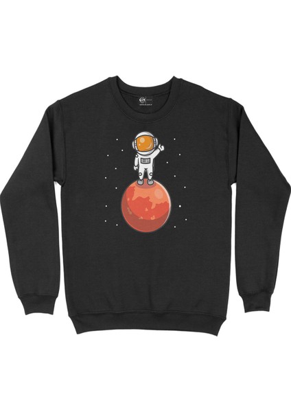 Astronot Merhaba Dünya Siyah Sweatshirt