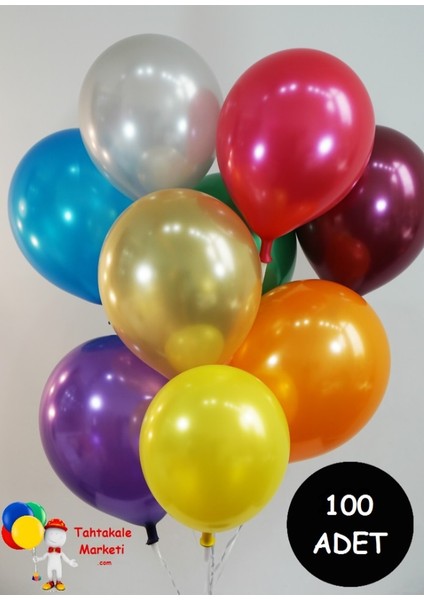 Tahtakale Marketi 100'LÜ Metalik Sedefli Balon Karışık Renk