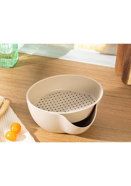 Basic Plastik 2 Parça Süzgeç 20 cm Bej fiyatları