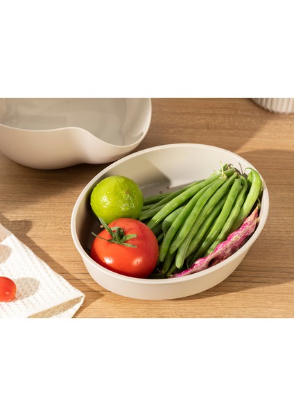 Basic Plastik 2 Parça Süzgeç 20 cm Bej modelleri