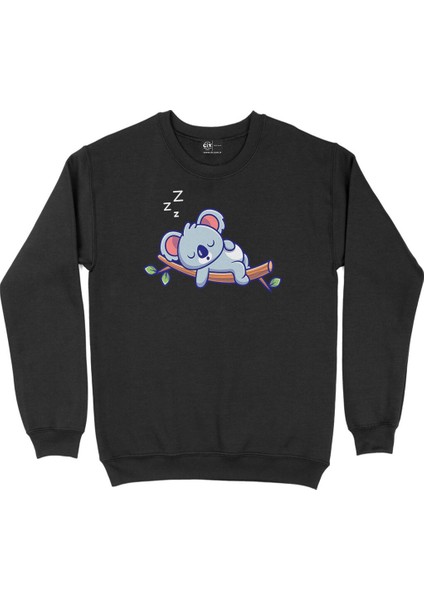 Uyuyan Koala Siyah Sweatshirt