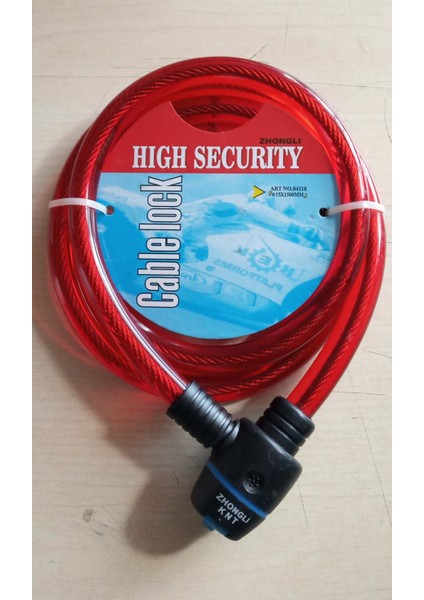 Zhongli Cable Lock 15X1500 mm Boyunda Dayanıklı Bisiklet ve Motor Kilidi