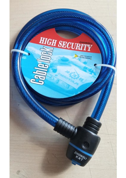 Zhongli Cable Lock 15X1500 mm Boyunda  Dayanıklı Bisiklet ve Motor Kilidi