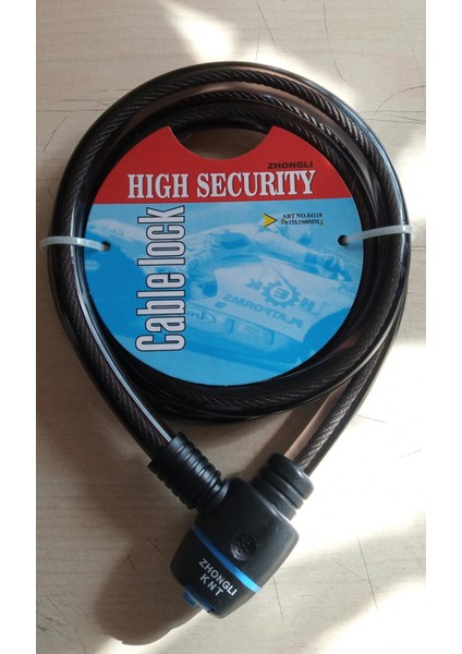 Zhongli Cable Lock 15X1500 mm Boyunda  Dayanıklı Bisiklet ve Motor Kilidi