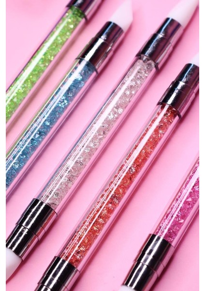 Tırnak Süsleme Nail Art 5'li Fırça Seti Renkli Taşlı Iman Of Noble