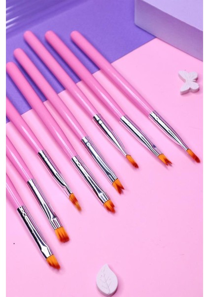 Tırnak Süsleme Nail Art 8'li Fırça Seti Pembe Renk Iman Of Noble fiyatları