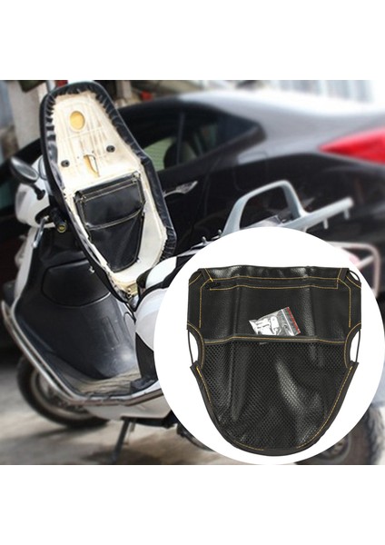 Siyah Deri Motosiklet Scooter Emniyet Depolama Kılıfı Çanta (Yurt Dışından)