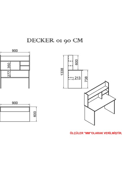 Kalender Dekor Decker 90 cm Çalışma Masası