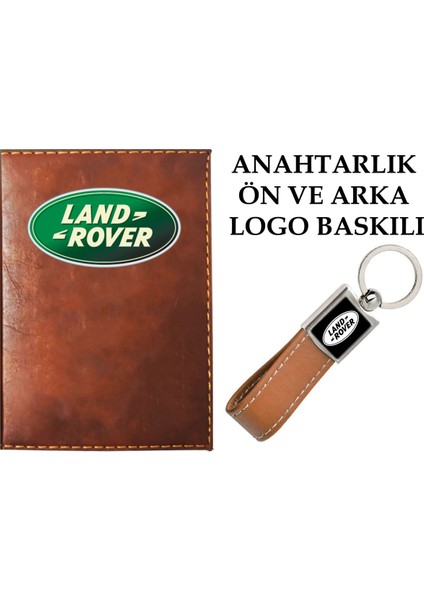 Land Rover Logolu Taba Ruhsat Kabı ve Land Rover Logolu Anahtarlık