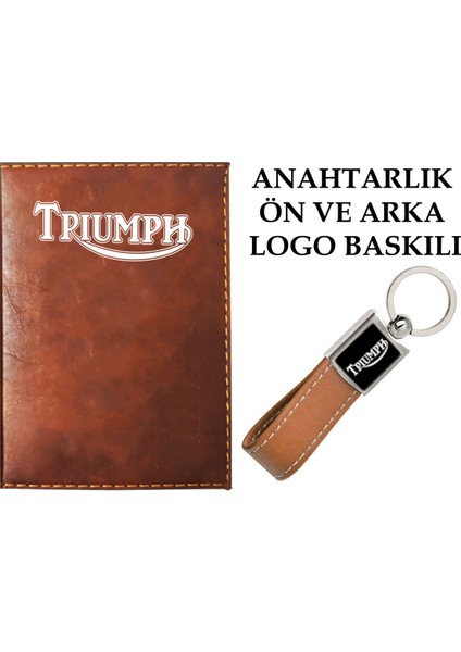 Tpıumph Logolu Taba Ruhsat Kabı ve Tpıumph Logolu Anahtarlık