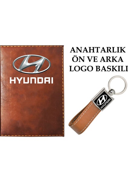 Hyundaı Logolu Taba Ruhsat Kabı ve Hyundaı Logolu Anahtarlık