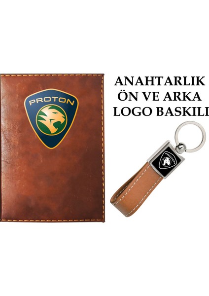 Proton Logolu Taba Ruhsat Kabı ve Proton Logolu Anahtarlık