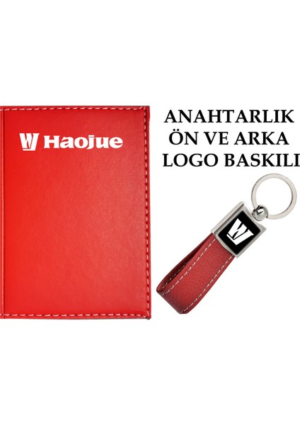 Haojue Logolu Kırmızı Ruhsat Kabı ve Haojue Logolu Anahtarlık