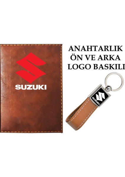 Suzukı Logolu Taba Ruhsat Kabı ve Suzukı Logolu Anahtarlık