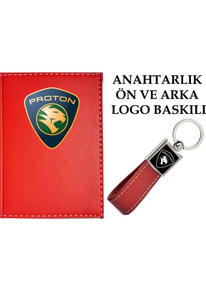 Proton Logolu Kırmızı Ruhsat Kabı ve Proton Logolu Anahtarlık