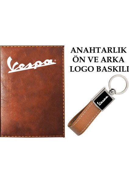 Vespa Logolu Taba Ruhsat Kabı ve Vespa Logolu Anahtarlık