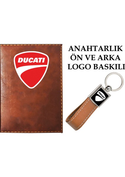 Ducatı Logolu Taba Ruhsat Kabı ve Ducatı Logolu Anahtarlık