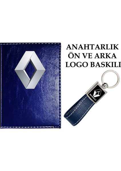 Renault Logolu Lacivert Ruhsat Kabı ve Renault Logolu Anahtarlık