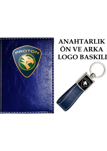 Proton Logolu Lacivert Ruhsat Kabı ve Proton Logolu Anahtarlık