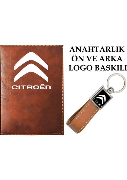 Cıtroen Logolu Taba Ruhsat Kabı ve Cıtroen Logolu Anahtarlık