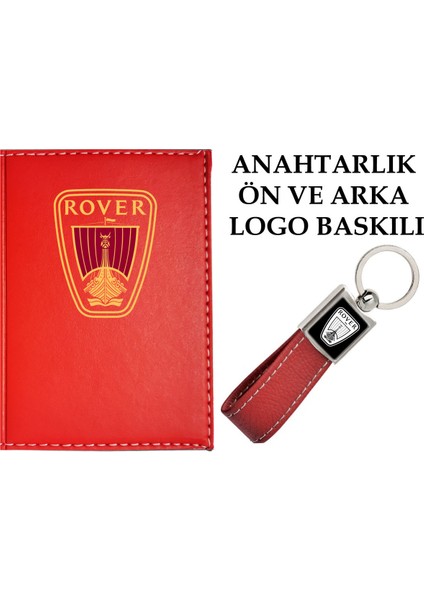 Rover Logolu Kırmızıruhsat Kabı ve Rover Logolu Anahtarlık