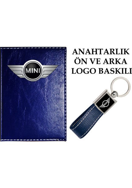Lacivert Kırmızı Ruhsat Kabı ve Logolu Anahtarlık