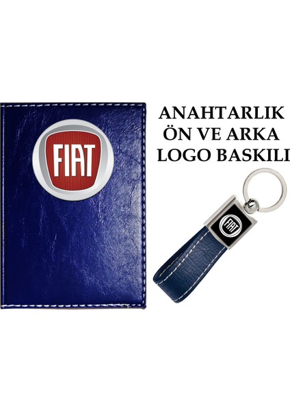 Fiat Logolu Lacivert Ruhsat Kabı ve Fiat Logolu Anahtarlık