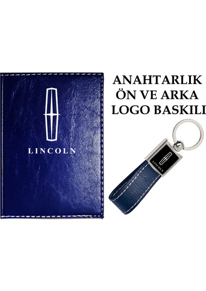 Lıncoln Logolu Lacivert Ruhsat Kabı ve Lıncoln Logolu Anahtarlık