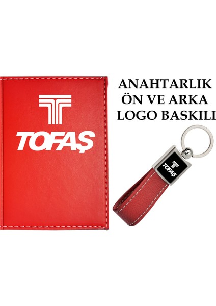 Tofaş Logolu Kırmızı Ruhsat Kabı ve Tofaş Logolu Anahtarlık