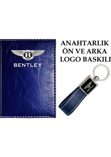 Bentley Logolu Lacivert Ruhsat Kabı ve Bentley Logolu Anahtarlık