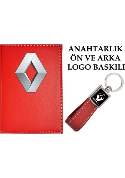 Renault Logolu Kırmızı Ruhsat Kabı ve Renault Logolu Anahtarlık
