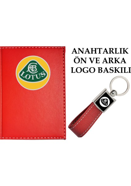 Lotus Logolu Kırmızı Ruhsat Kabı ve Lotus Logolu Anahtarlık