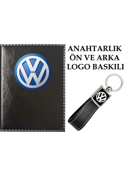 Wolsvogen Logolu Siyah Ruhsat Kabı ve Wolsvogen Logolu Anahtarlık
