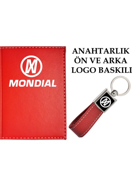 Mondıal Logolu Kırmızı Ruhsat Kabı ve Mondıal Logolu Anahtarlık