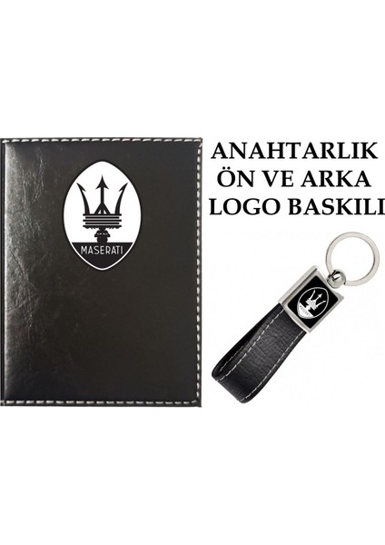 Maseratı Logolu Siyah Ruhsat Kabı ve Maseratı Logolu Anahtarlık