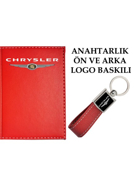 Promosyon Denizi  Chrysler Logolu Kırmızı Ruhsat Kabı ve Chrysler Logolu Anahtarlık