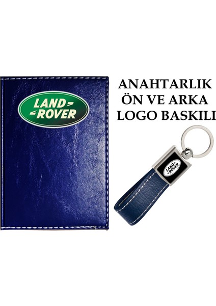 Land Rover Logolu Lacivert Ruhsat Kabı ve Land Rover Logolu Anahtarlık
