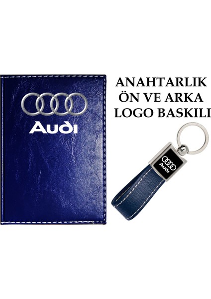 Audi Logolu Lacivert Ruhsat Kabı ve Audi Logolu Anahtarlık