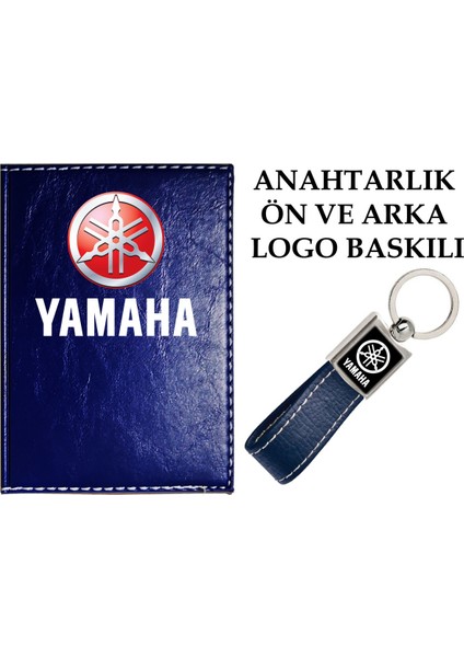 Yamaha Logolu Lacivert Ruhsat Kabı ve Yamaha Logolu Anahtarlık