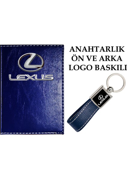 Lexus Logolu Lacivert Ruhsat Kabı ve Lexus Logolu Anahtarlık
