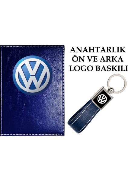 Wolsvogen Logolu Lacivert Ruhsat Kabı ve Wolsvogen Logolu Anahtarlık